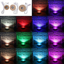 (Diameter 8cm, One size) Resin Display Wood LED 12 Colors RGB Adjustable Light Base with Remote Control