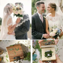 (As show, One size) Wedding Ring Holder Box Rustic Wooden Ring Bearer Box for Valentines Day