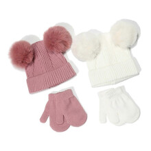 (White, One size) Super Stretchy Knitting Hat Gloves Full Finger Mittens Children Cycling Gloves