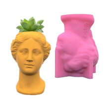 (As show, One size) Silicone Face Flower Pot Mold DIY Succulent Planter Pot Mold Gypsum Clay Mold