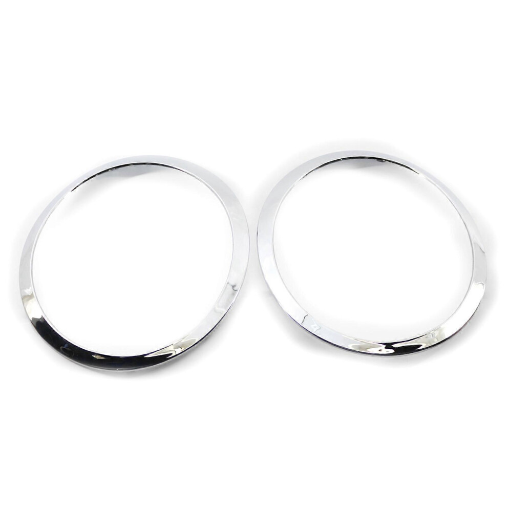 (As Show, One Size) 2Pcs Auto Headlight Decorative Trim Chrome Rings For Mini John Copper One R55 8191722632081