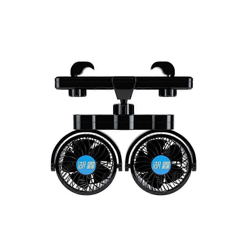 (As Show, One Size) Headrest 360 Degree Rotatable Dual Head Stepless Speed Rear Seat Fan 8191722610058
