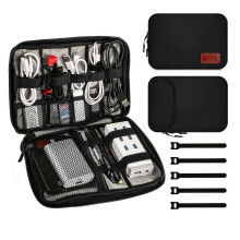 (Gray orange, One size) Cable Storage Bag Digital Electronic Organizer Portable USB Data Line Charger