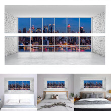 (As show, One size) Outside the Window 3D Headboard Wall Decal Art Vinyl Bedside Sticker Removable