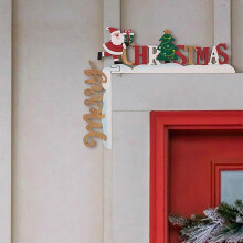 (As show, One size) Christmas Wooden Door Corner Decorative Ornament Home Holiday Party Decoration