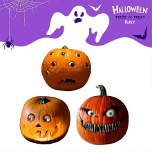 (Two eyes, One size) Creative Halloween Pumpkin Decoration Resin Multi Eye Halloween Sculptures