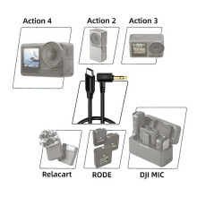(As show, One size) 20cm Microphone Adapter Cable for Rode Wireless Series, Quality Audional Transfer Cord Type-C to 3.5mm for Action 2 3 4