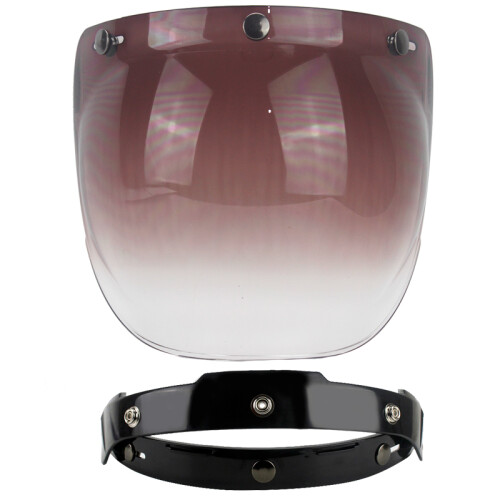 Motorradhelm Visier - 3 Snap Shield, Kratzfest, UV-Schutz, Bunt & Transparent, Für Retro-Helme