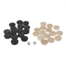 (19mm, One size) 30pcs Wooden Draughts Backgammon Chess Pieces For  Draughts & Checkers