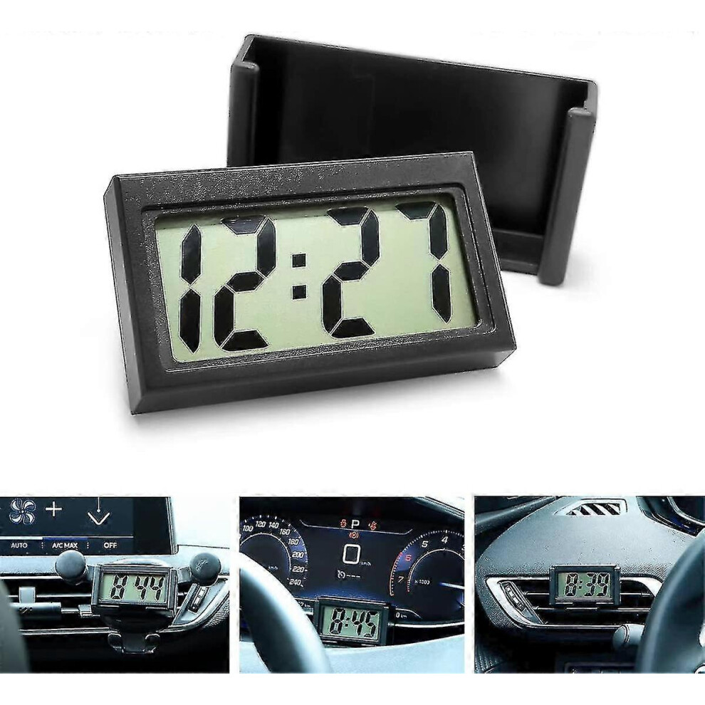 (As Show, One Size) Mini Digital Clock For Car Dashboard, Self-Adhesive Vehicle Electronic Clocks With Lcd Time -Gt 8191722667373