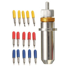 (As show, One size) 15 Pcs 30/45/60 Degree Vinyl Cutter Carbide Blades With Blade Holder Blade Housing For Silhouette C
