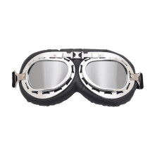 (LB-Lente transparente) Gafas protectoras para casco de motocicleta, estilo piloto retro vintage, B36B