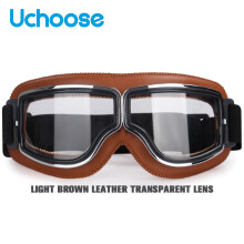 (Lente W-Silver)Gafas para casco de motocicleta a prueba de viento de cuero, de seguridad, protectoras,
