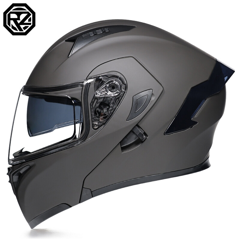 Casque Moto Modulaire Double Visière ECE – Intégral Avec Pare-Soleil Noir Mat Rouge, Homologué Homme/Femme