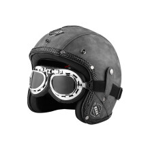 (xL-18) Casco de motocicleta vintage estilo cafe racer, casco de calle, casco retro de media cara, estilo