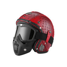 (xxL-7) Casco de motocicleta vintage, estilo cafe racer, estilo callejero, retro, de media cara, con
