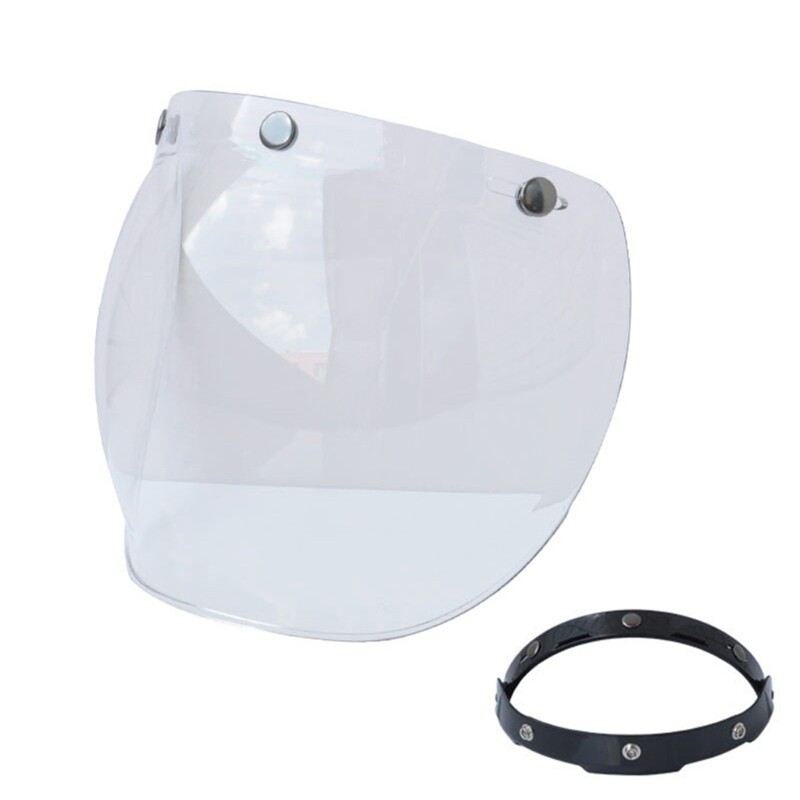 Visière Visière à Bulles, Visière De Protection à Bulles Rétro Pour Moto, Utilisation Flexible, Lentille PC, Pare-brise Pour Casque à 3 Pressions Avec Cadre Argenté Pour Casque à 3 Pressions Protection Moto