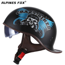 (L-Motorcycle) Casco de motocicleta vintage de media cara para scooter eléctrico con visera solar
