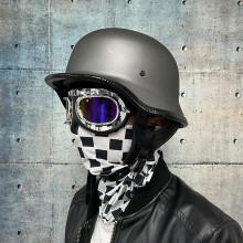 (L-22) Casque de moto demi-casque de style allemand DOT + lunettes pour H-arley Biker Pilot Casques