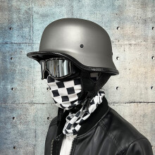 (L-10) Casco de motocicleta estilo alemán DOT con gafas protectoras para cascos de moto unisex Harley