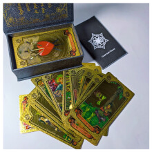 (Tarot avec boîte) Ensemble de cartes de tarot Coffret cadeau de luxe Feuille d'or Carte de tarot Estampage