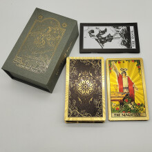 (Fleur) Nouveau cavalier en plastique estampé feuille d'or Tarot exquis jeu de société cartes de divination