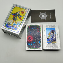 (Argent de luxe) Nouveau cavalier en plastique estampé feuille d'or Tarot exquis jeu de société cartes