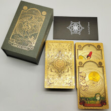 (Or) Nouveau cavalier en plastique estampé feuille d'or Tarot exquis jeu de société cartes de divination