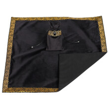 Mantel de adivinación de terciopelo (negro) con bolsa de tarot, mantel de altar metafísico nórdico,