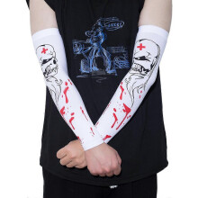 (A, One size) Gothic Skull Arm Sleeves Bloodstains Sleeve Gothic Elastic Sleeve for Teens