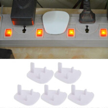 (As show, One size) 5pcs White UK Power Socket Electrical Outlet Baby Safety Guard for Protection Anti Electric Shock Plugs Protector Cover