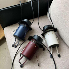 (As show, One size) PU Leather Bucket Bag Material DIY Bucket Bag Material Package with Hole