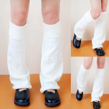 (White 2, One size) Flared Leg Warmers Women Kawaii Winter Loose Boot Stocking Girl Uniform Knitted Cute JK Style Knee-High Leg Warmers