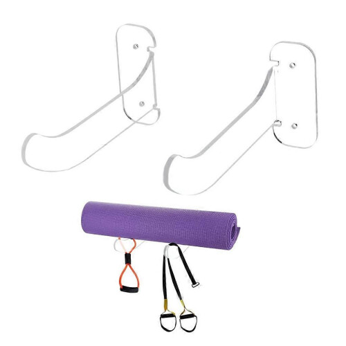 (Transparent, One size) Multi-Purpose Exercise Mat Hanger Yoga Mat Storage Rack Foam Roller Wall Hook 2