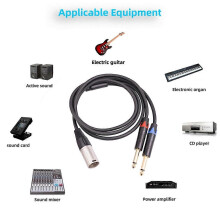 (As show, One size) XLR 3-Pin Male to 2x 1/4 Inch Male Converter XLR to Jack 6.35mm TRS Cable 1-2M
