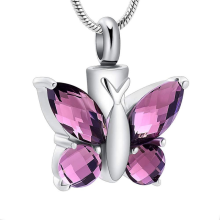 Schmetterlings-Urnenkette, Gedenkasche, Andenken, kompatibel mit Liebe, kompatibel mit Asche, Halskette, Urnenschmuck, kompatibel mit Asche,