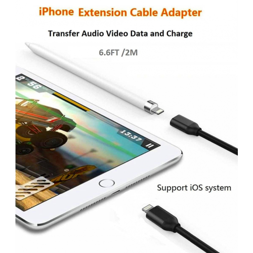 Cable de extensión Lightning de 1,8 m, compatible con iPhone y iPad. Cable de extensión para iPhone con certificación MFI de Apple. Conector 1