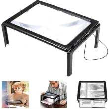 Loupe rectangulaire compatible avec les malvoyants, loupe pleine page 3x, loupe avec éclairage mains libres