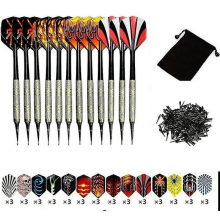 Jeux de fléchettes, 12 paquets de fléchettes souples avec pointes souples, cible électronique compatible avec 42 ailettes supplémentaires et