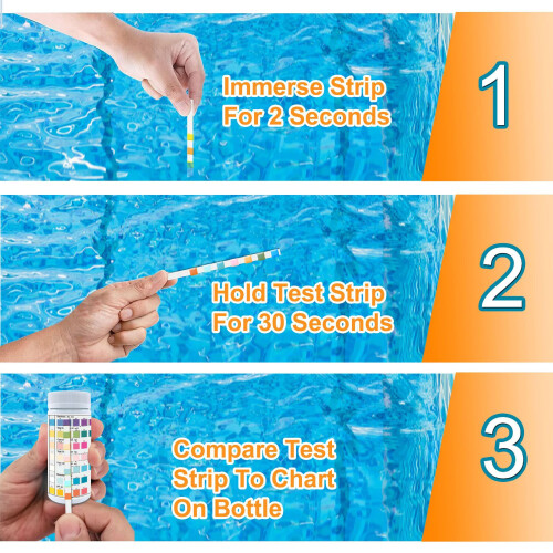 Kit de test d'eau de source chaude 7 en 1 pour piscine, 100 éléments 1