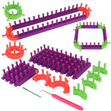 Flexible Loom Kits Adjustable Knitting Loom Set, Include Square Knitting Loom, Round Knitting Board, Loom Hook & Needle Diy Craft Tool -