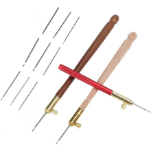 Tambour Hooks, 3pcs Stainless Steel Wood Handle Embroidery Crochet Hooks With 9 Needles French Tambour Beading Sequins Sewing Craft Tool