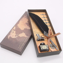 Vintage Feather Pen, Vintage Feather Dip Pen Writing Ink Set, Business Gift