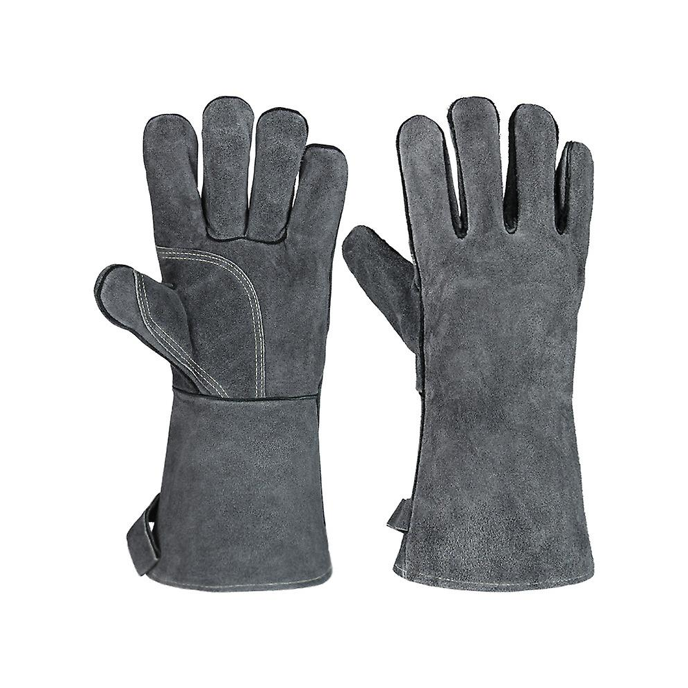 Extreme Heat & Fire Resistant Gloves Leather With Kevlar Stitching,Mitts Perfect Compatible Fireplace, Stove, Oven, Grill, Welding, Bbq, 9492778509419