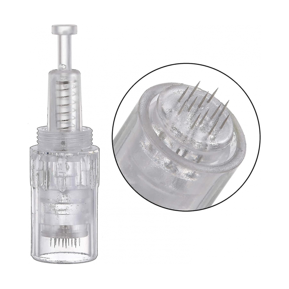 10 Pcs 12 Pin Microneedling Cartridges Needles Screw Port Compatible Compatible Electric Derma Pen Micro Needle Pen (12pin, Screw)