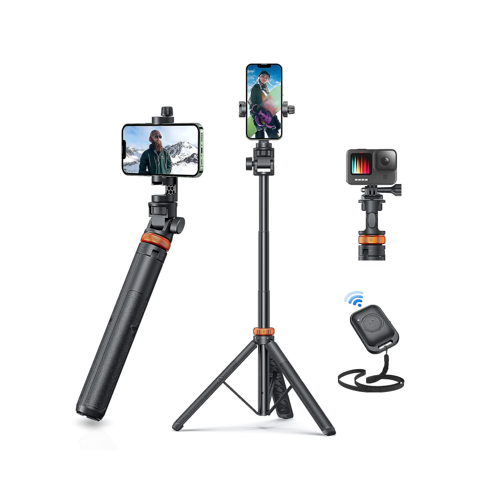 62" Phone Tripod, Eucos Selfie Stick Tripod With Remote, Upgraded Iphone Tripod Stand & Travel Tripod, Solidest Cell Phone Tripod Compat
