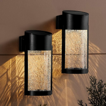 Set van 2 zonne-buitenwandlampen met gebarsten glazen diffuser en warmwitte LED's