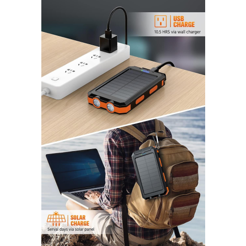 Ηλιακός φορτιστής power bank - Φορητός φορτιστής 20000mah, γρήγορος φορτιστής qc3.0 με διπλ 1