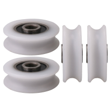 4 τεμάχια 4x20x6.5x7.4mm λευκή εσωτερική διάμετρος 4mm αυλάκωσης U με τροχαλία από νάιλ