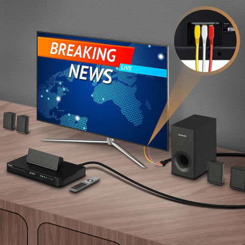Καλώδιο προσαρμογέα βίντεο και ήχου από HDMI σε 3 αρσενικά RCA 1.5m-hd-av994, μαύρο 1